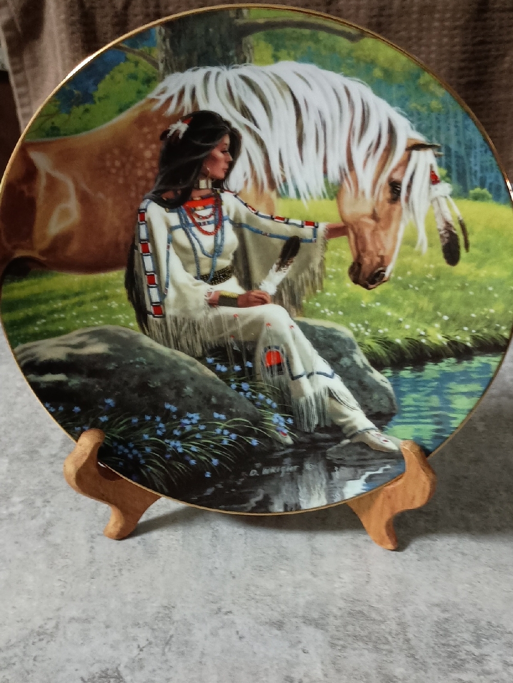 Native Harmony Decorative Collector Plate - Brown & White